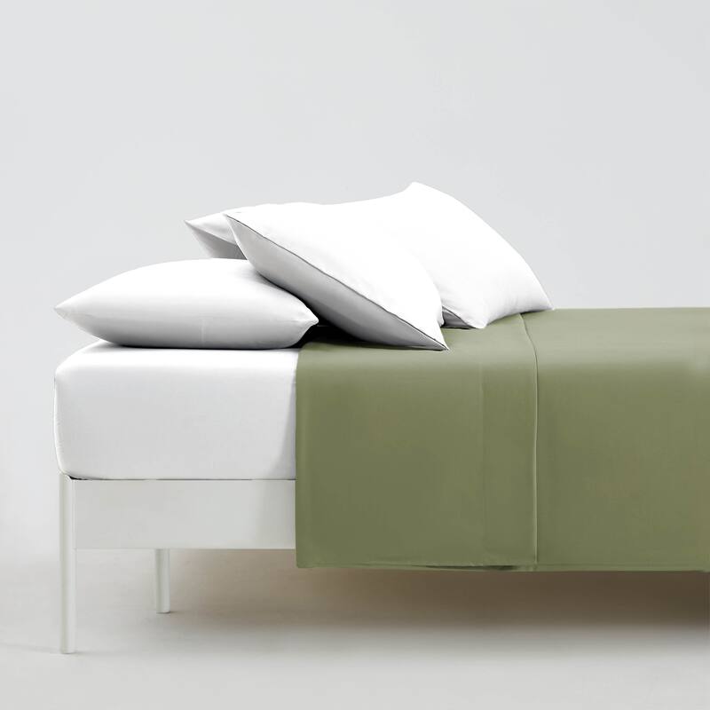 Vilano Oversized Flat Bed Sheet , 2 pack, Flat Sheet Only, Bed Sheet Separates - King - Green
