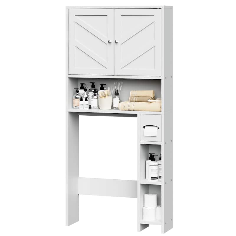 Over-The-Toilet Storage Cabinet with Side Shelves – Adjustable Bathroom Organizer