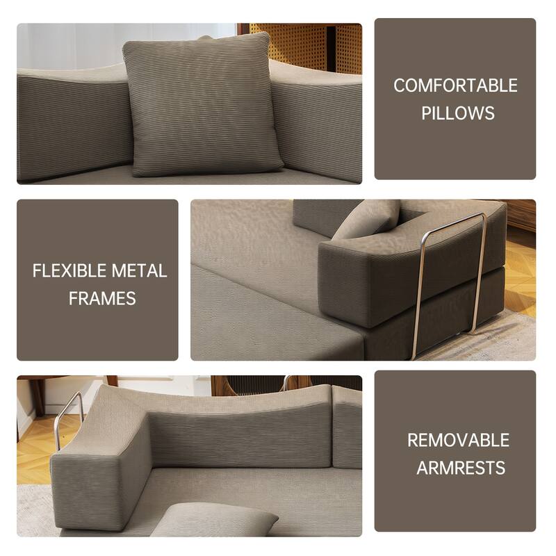 2-in-1 Convertible Sofa Bed, Memory Foam Mattress, No Assembly, Space-Saving for Living Room, Bedroom