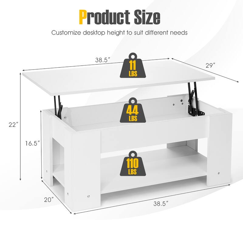 Costway Lift Top Coffee Table Modern Accent Table w/Hidden Storage - See Details