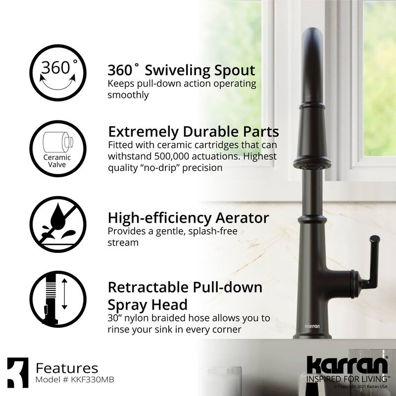 Karran Elwood One-Handle Pull Down Dual Function Sprayer Kitchen Faucet