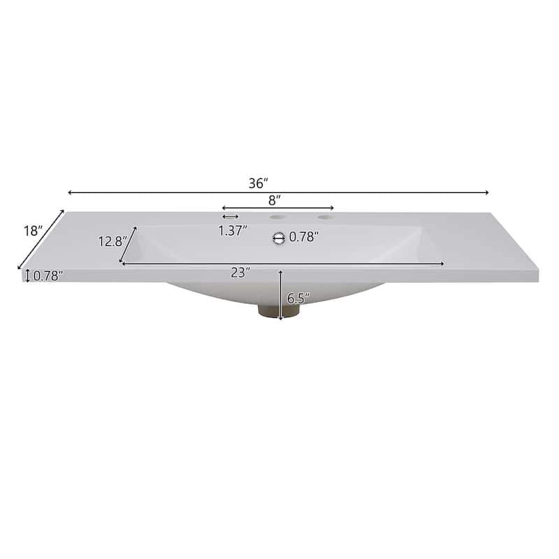 Topcraft Resin Bathroom Vanity Sink Top with Overflow