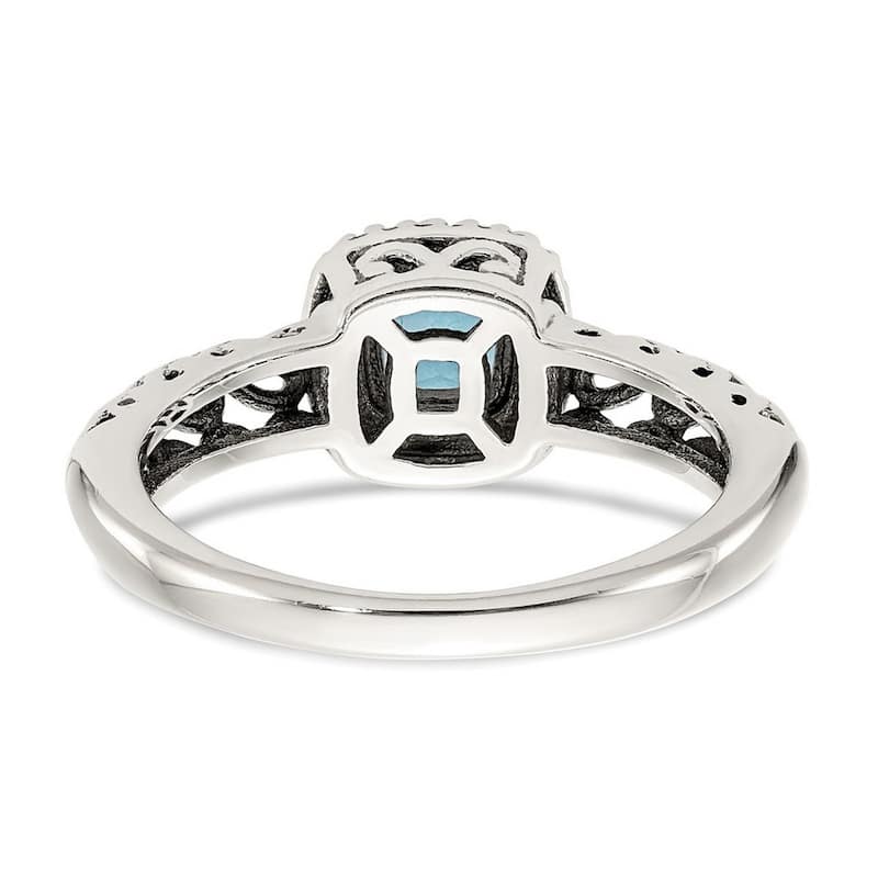 Curata 925 Sterling Silver Polished With 14k Blue Topaz Ring