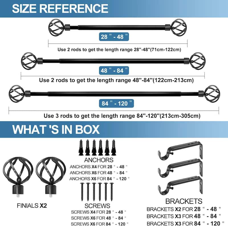1-inch Diameter Zeffoli Adjustable Single Drapery Curtain Rod