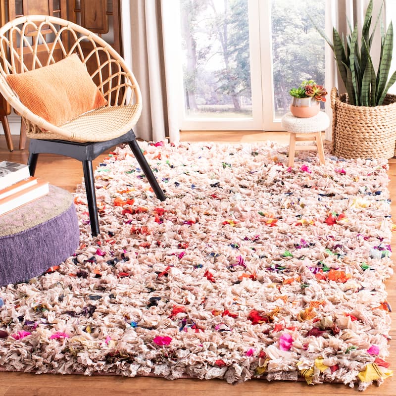 SAFAVIEH Handmade Rio Abstract Multicolor Polyester Shag Area Rug