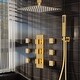 preview thumbnail 1 of 38, Thermostatic Shower System 12" Rainfall Shower Head 3 Way Thermostatic Faucet w/6 Jets Gold
