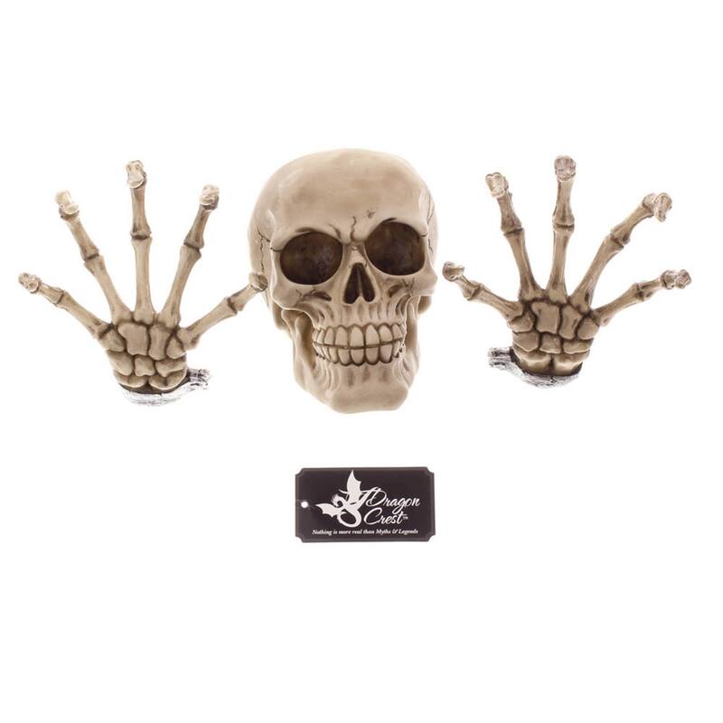 Skeleton Skull and Hands Halloween Wall Decorations - 5.75" - Beige - Set of 3