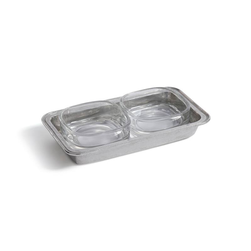 St. Moritz Pewter & Glass Condiment Set - Double