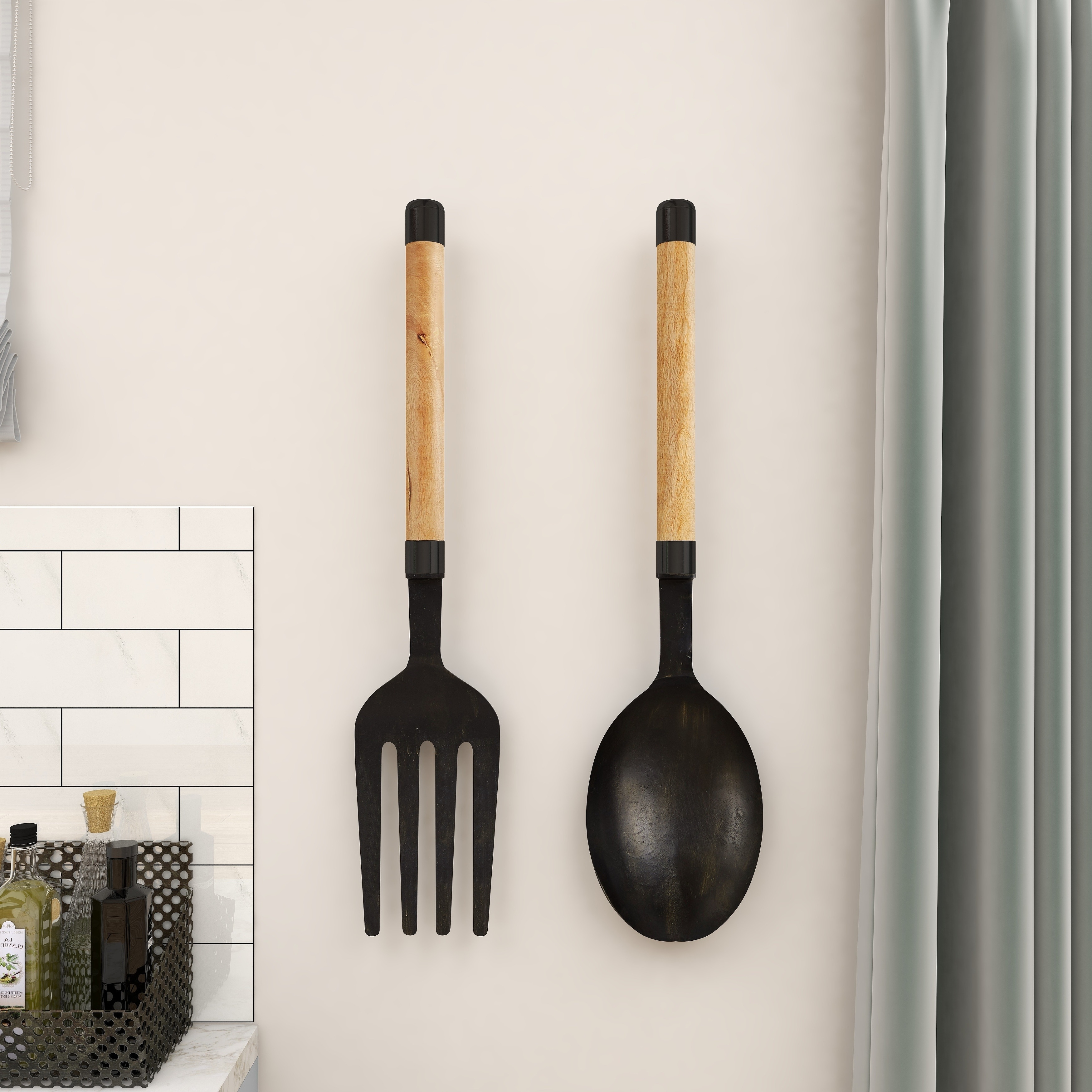 Kitchen Utensils Wall Decor with Metal Outlines - Bed Bath