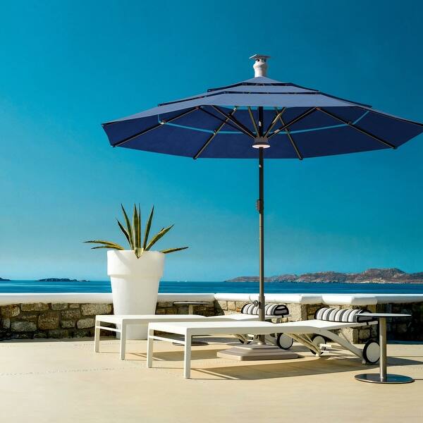 bed bath and beyond solar patio umbrella Smart Umbrella with Remote Control, Wind Sensor, Solar Panel, LED Lighting  - Bed Bath & Beyond