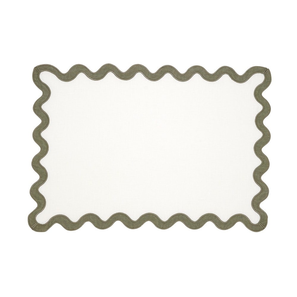 100% Linen Eco Scallop Border Placemat (Set of 4) - 13"x19"