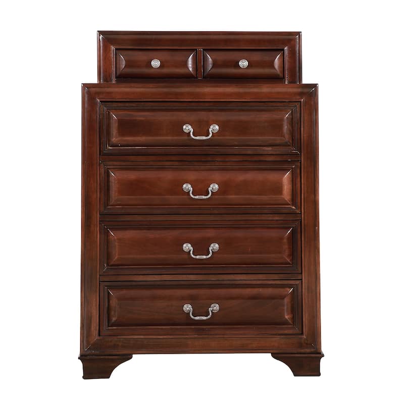 7-Drawer Wooden Bedroom Chest - 52" - Dark Brown