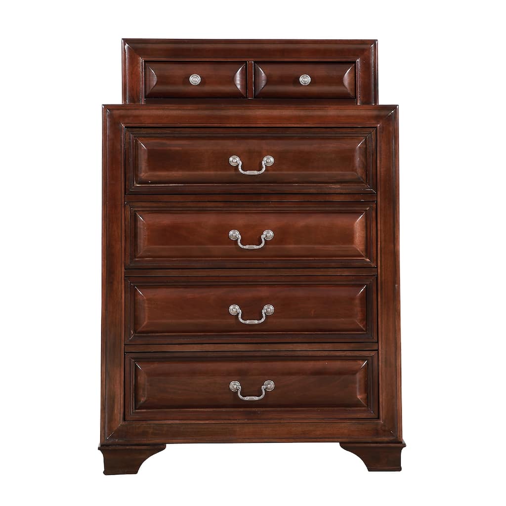 7-Drawer Wooden Bedroom Chest - 52" - Dark Brown