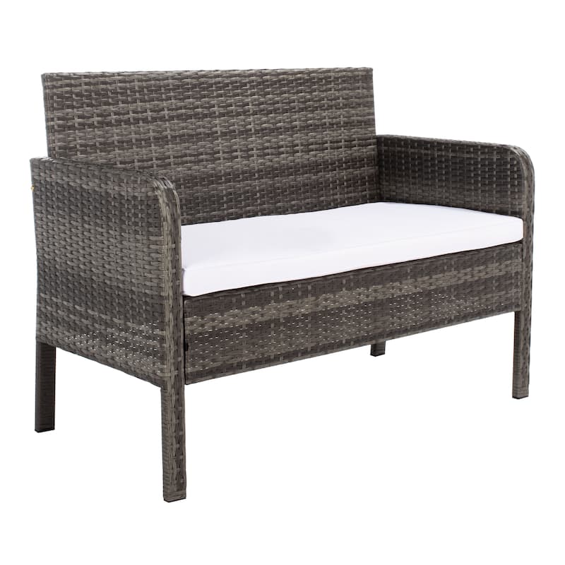 SAFAVIEH Outdoor Aboka Wicker/ Steel 4-piece Patio Conversation Set