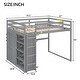 preview thumbnail 4 of 11, Grey Full Size Loft Bed with Storage Shelves & Wardrobe, Space Saving Wood Loft Bed Frame with LED Light for Kids Teens Adults