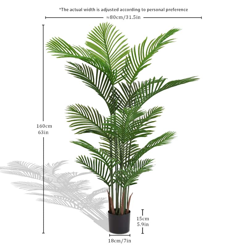 Artificial Areca Palm Plant, 5.2ft Tall Faux Tropical Dypsis Lutescens Tree in Pot, 2pcs/set