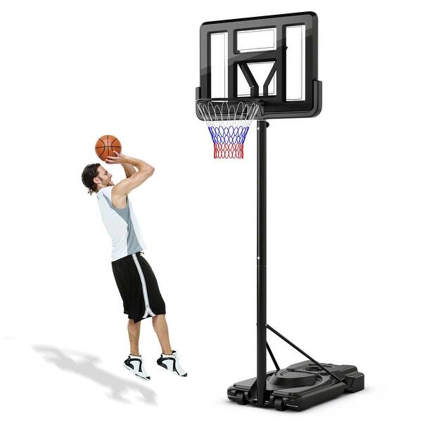 slide 2 of 10, Goplus Portable Basketball Hoop 7.5-10FT Adjustable Basketball Goal - See Details Black - See Details