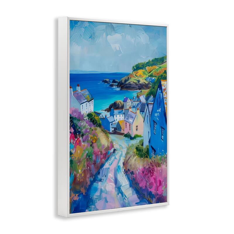 Stupell Seaside Town Overlook Framed Giclee Art Design By LSR Design Studio