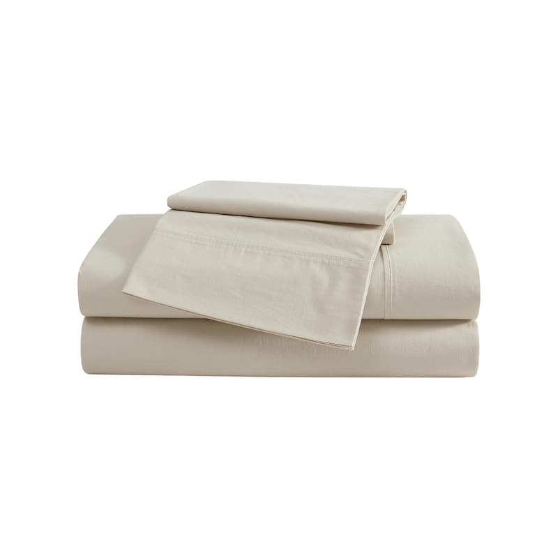 Eddie Bauer Brushed Percale Solid Cotton Sheet Set - Twin - Light Grey