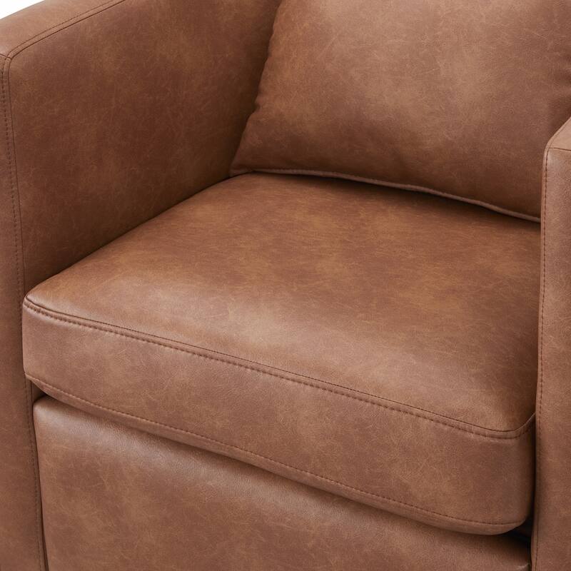 Faux Leather Swivel Barrel Chair