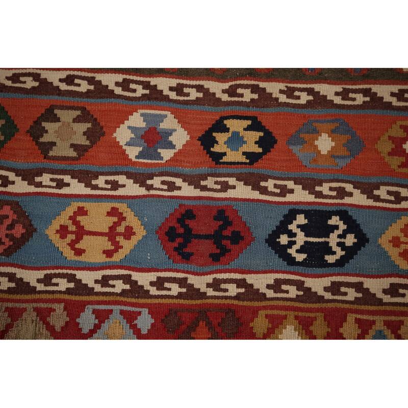 Vegetable Dye Kilim Qashqai Persian Vintage Wool Carpet - 3'2"x 5'11"