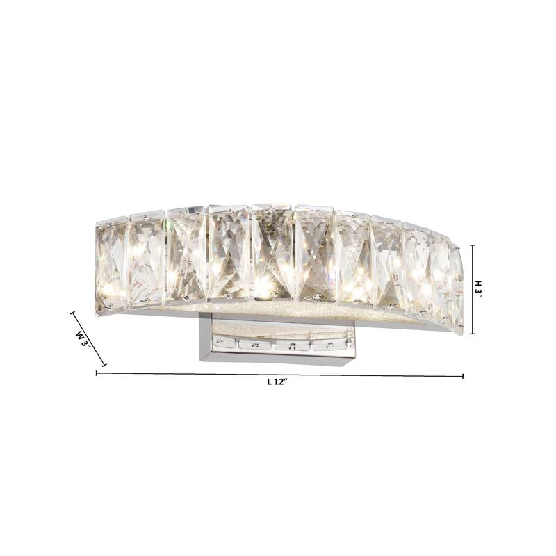 Chrome Stainless Steel LED Wall Sconce With Clear Crystal Accents