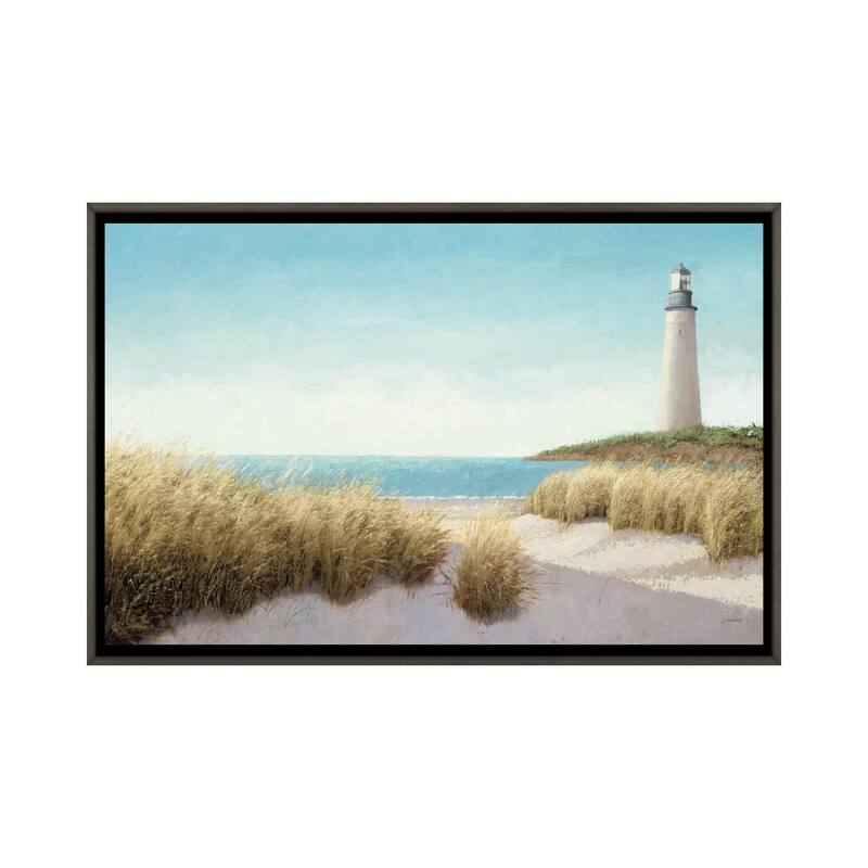 iCanvas "Lighthouse by the Sea" by James Wiens Framed - Charcoal - 18x26