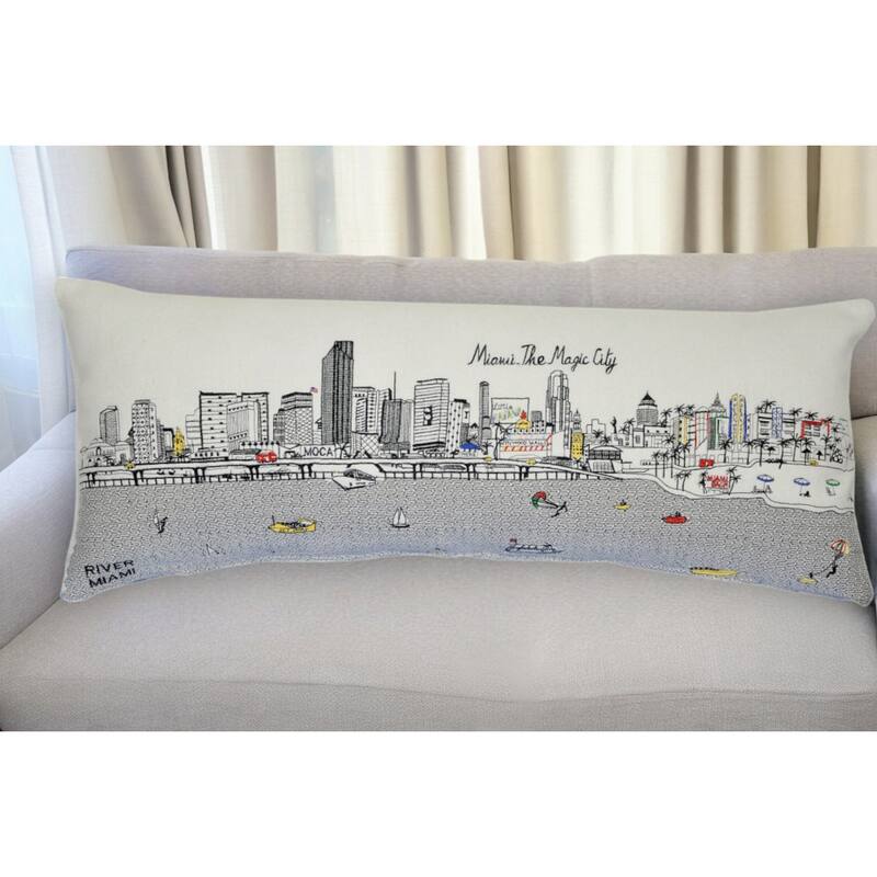 HomeRoots 35" White Miami Daylight Skyline Lumbar Decorative Pillow - Bed Rest