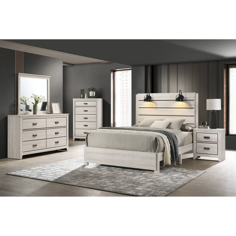 Sleek Beige White 2-Drawer Nightstand for Bedroom Decor