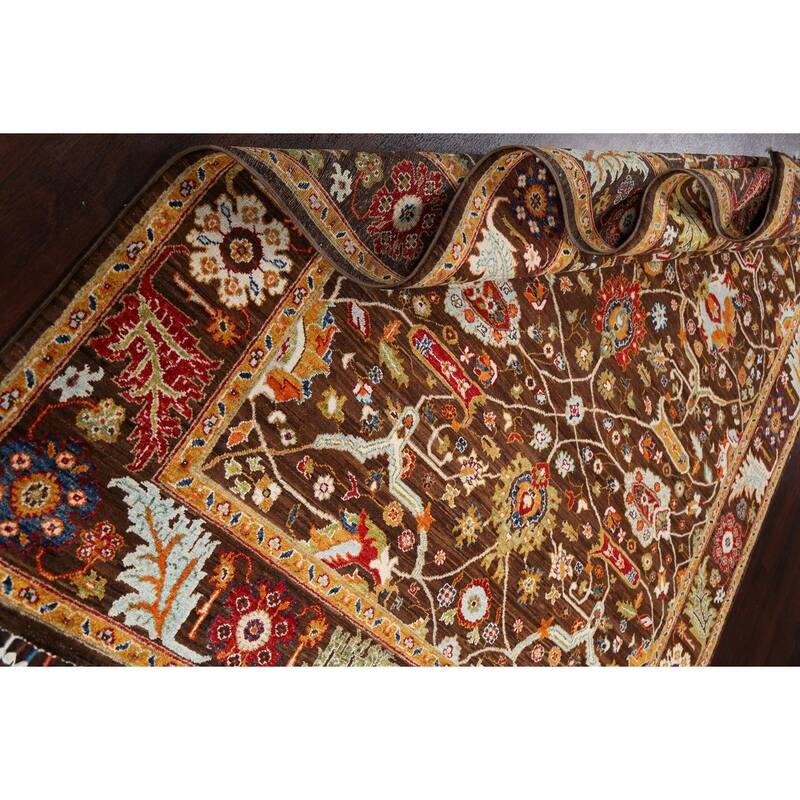 Vegetable Dye Floral Ziegler Wool Area Rug Handmade Oriental Carpet - 6'5" x 9'7"