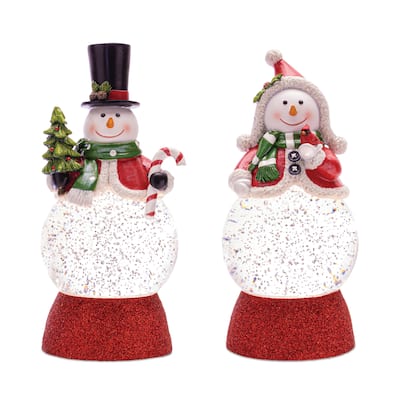 LED Holiday Snowman Snow Globe (Set of 2) - N/A