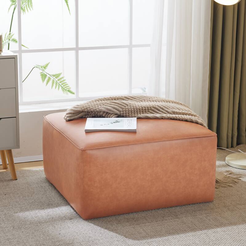 Roomfitters Square Upholstered Ottoman Coffee Table with Modern Low Profile Design