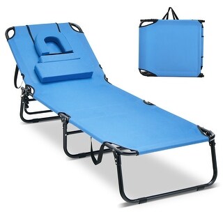 Costway 5-Position Adjustable Backrest  Beach Chaise Lounge Chair with