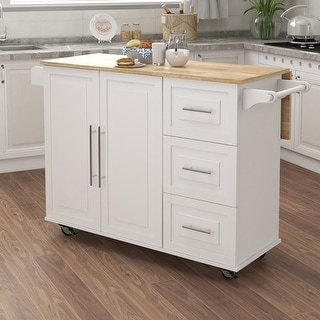 Kitchen Island with Spice Rack and Extensible Solid Wood Table Top ...