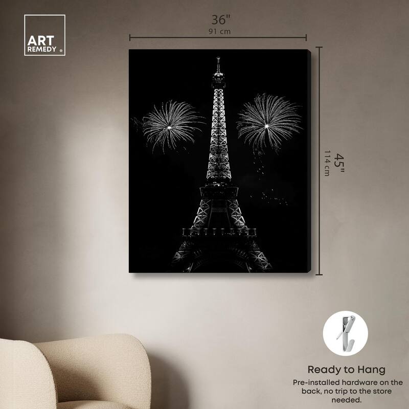Fireworks Over Paris Canvas by Art Remedy, Gallery Wrapped