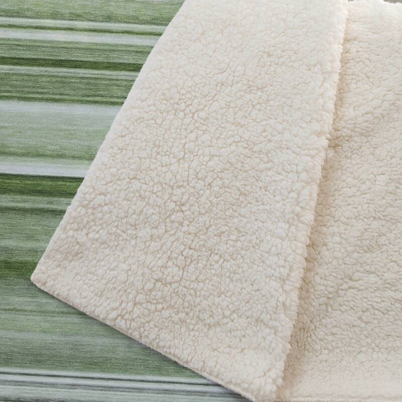 Premium Machine Washable Contemporary Stripes Sherpa Throw Blanket
