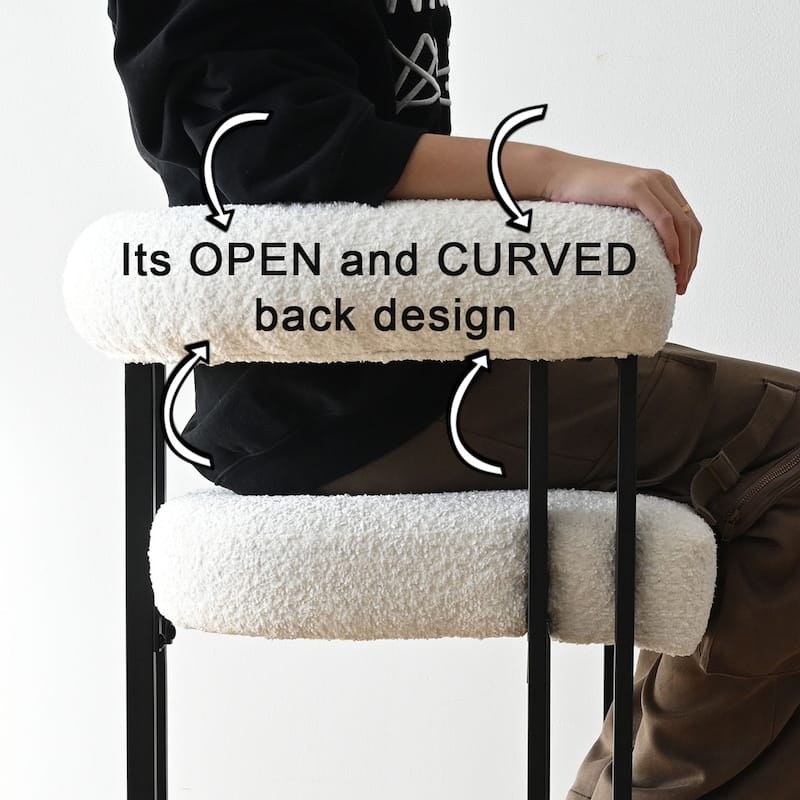 Boucle Upholstered Counter Stool with Arms(Set of 2)