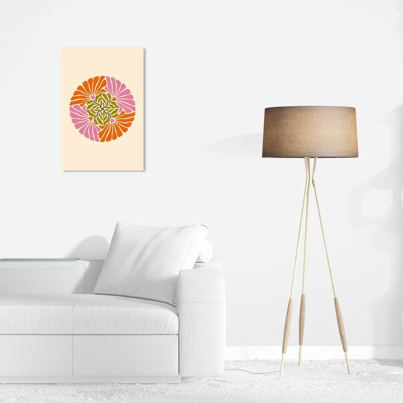 Wynwood Studio Canvas Floral and Botanical Floral Circle Orange and Dark Orange Modern & Contemporary Wall Art Canvas Print - 16 x 24