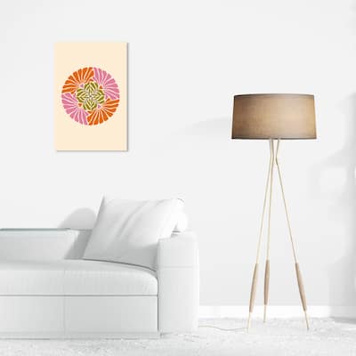 Wynwood Studio Canvas Floral and Botanical Floral Circle Orange and Dark Orange Modern & Contemporary Wall Art Canvas Print