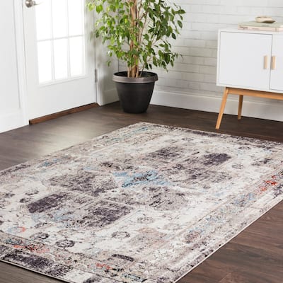 Alexander Home Athens Boho Distressed Diamond Medallion Area Rug