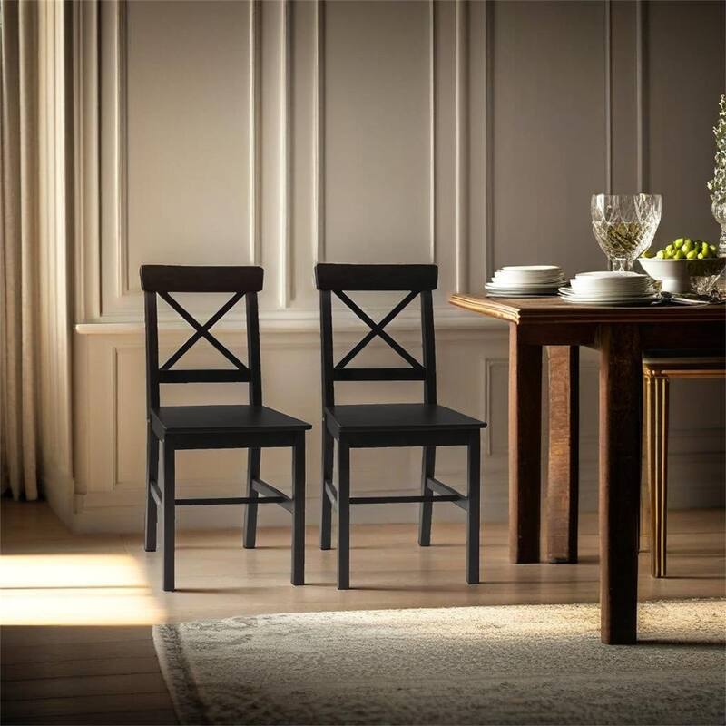 Modern Farmhouse Dining Chairs Set of 2 - Black