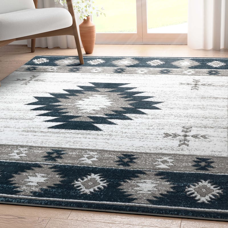 Well Woven Dulcet Rodrigo Southwestern Medallion Area Rug - 5' 3" x 7' 3" - Blue