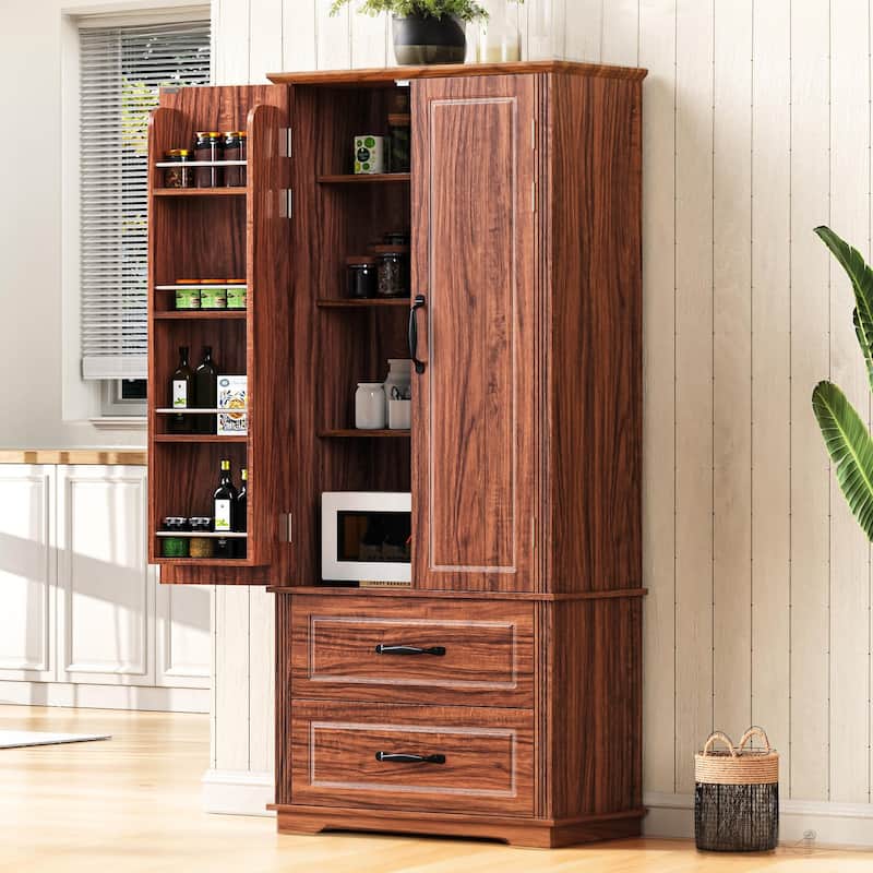 Freestanding Cupboard Cabinet Pantry Cabinet Sideboard - Brown