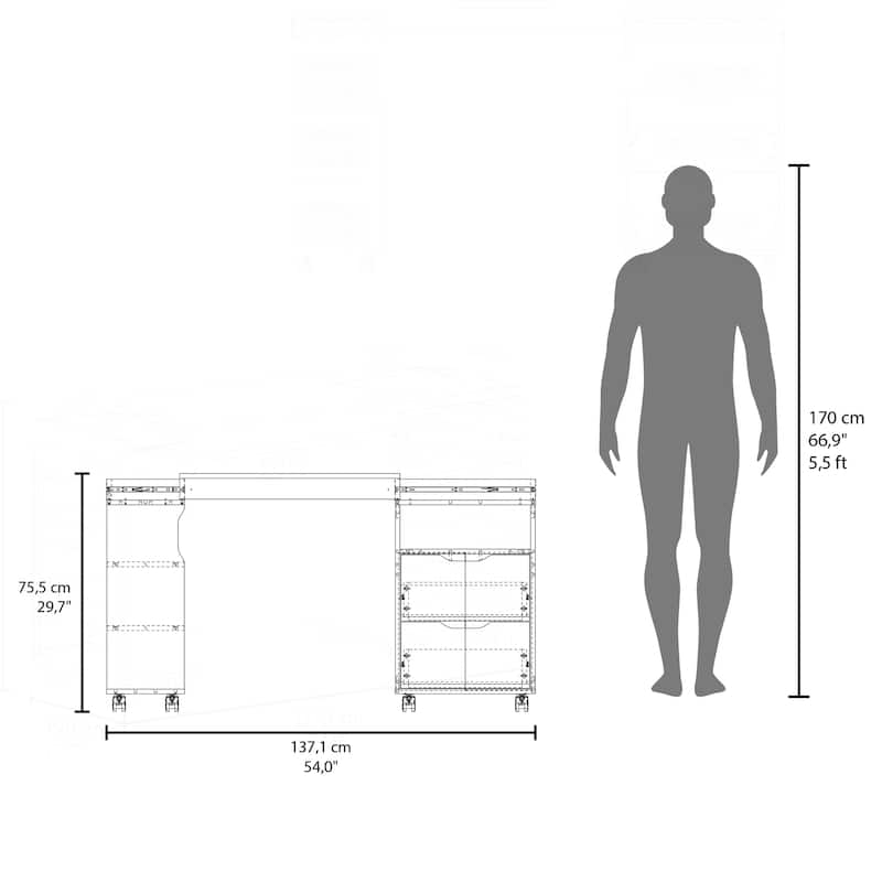 Versatile Expandable Desk with Abundant Shelving