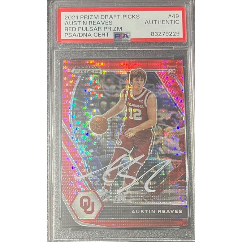 Austin Reaves 2021 Panini Prizm Red Pulsar Signed Rookie Card #49 Auto PSA 79229 - 8'6" x 11'6"