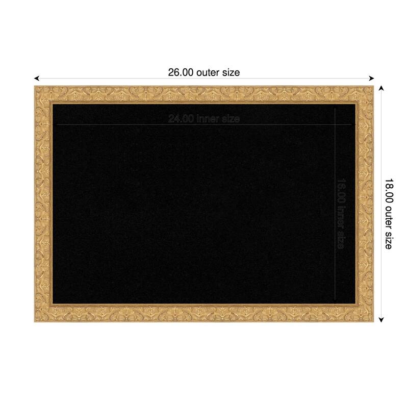 Lila Gold Wood Framed Cork Board - Bulletin Board, Organization Board, Pin Board - Black - 26 x 18 in
