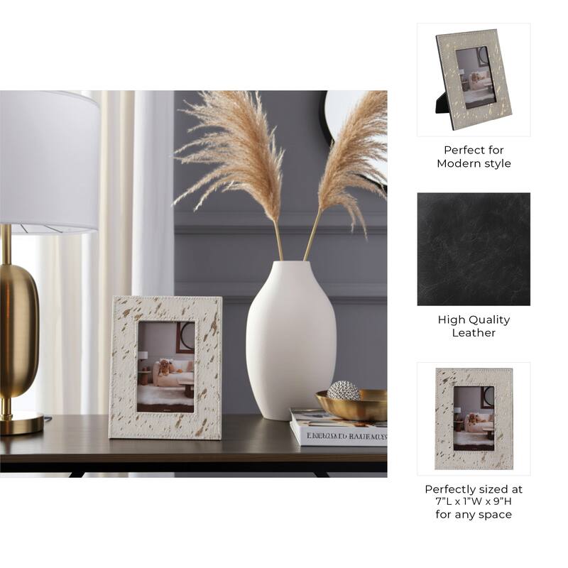 Leather Picture Frame Modern Speckled Glam Decorative Accent