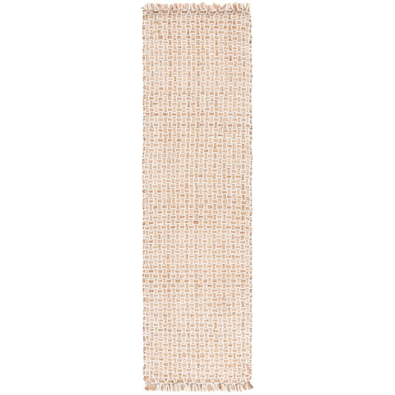 SAFAVIEH Handmade Natural Fiber Siena Farmhouse Fringe Jute Rug - 2'3" x 8' Runner - Natural/Ivory