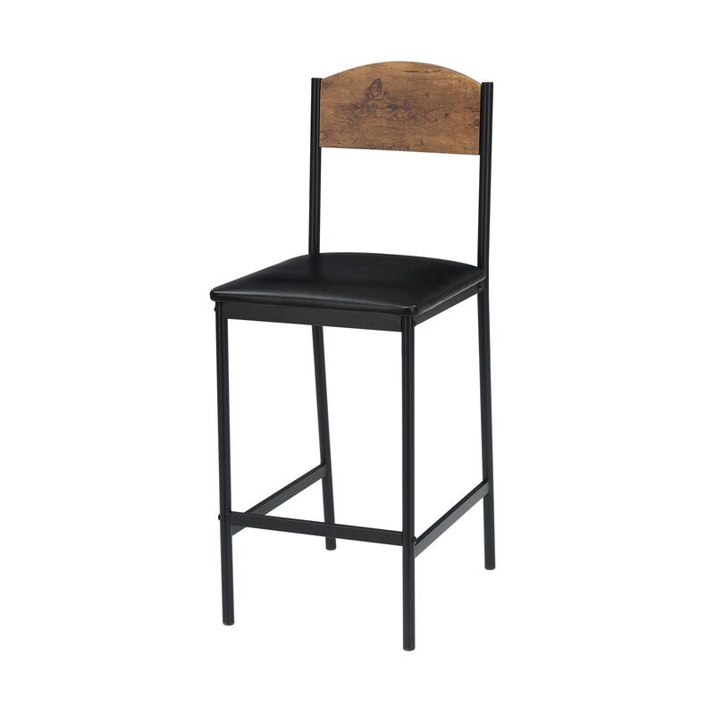 Bar Table Set of 2 with Footrest, Kitchen Dining Table with 2 Upholstered Chairs