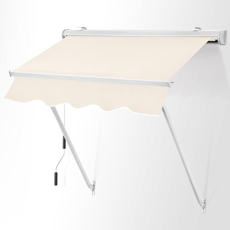 MCombo Patio Window Awnings 50''x55'', Fully Assembled Manual Retractable Sunshade Canopy